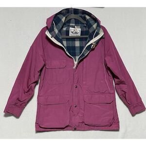 Vintage Woolrich Parka Jacket S 80s Outdoors USA Made Pink Womens Zip Snap